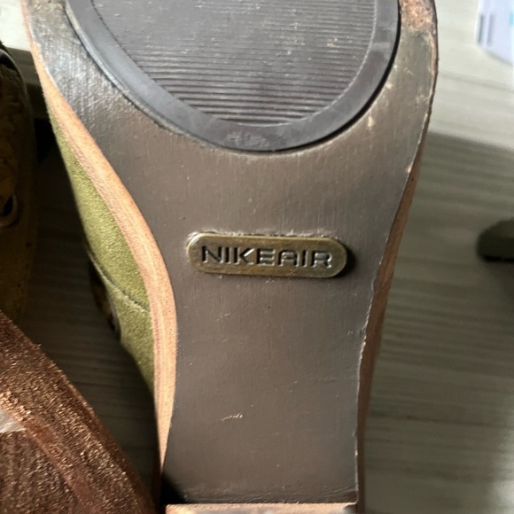 Vintage Nike G Series Olive Green Suede slip on slide Heel boho artsy Mule Sz 8B - Picture 5 of 15
